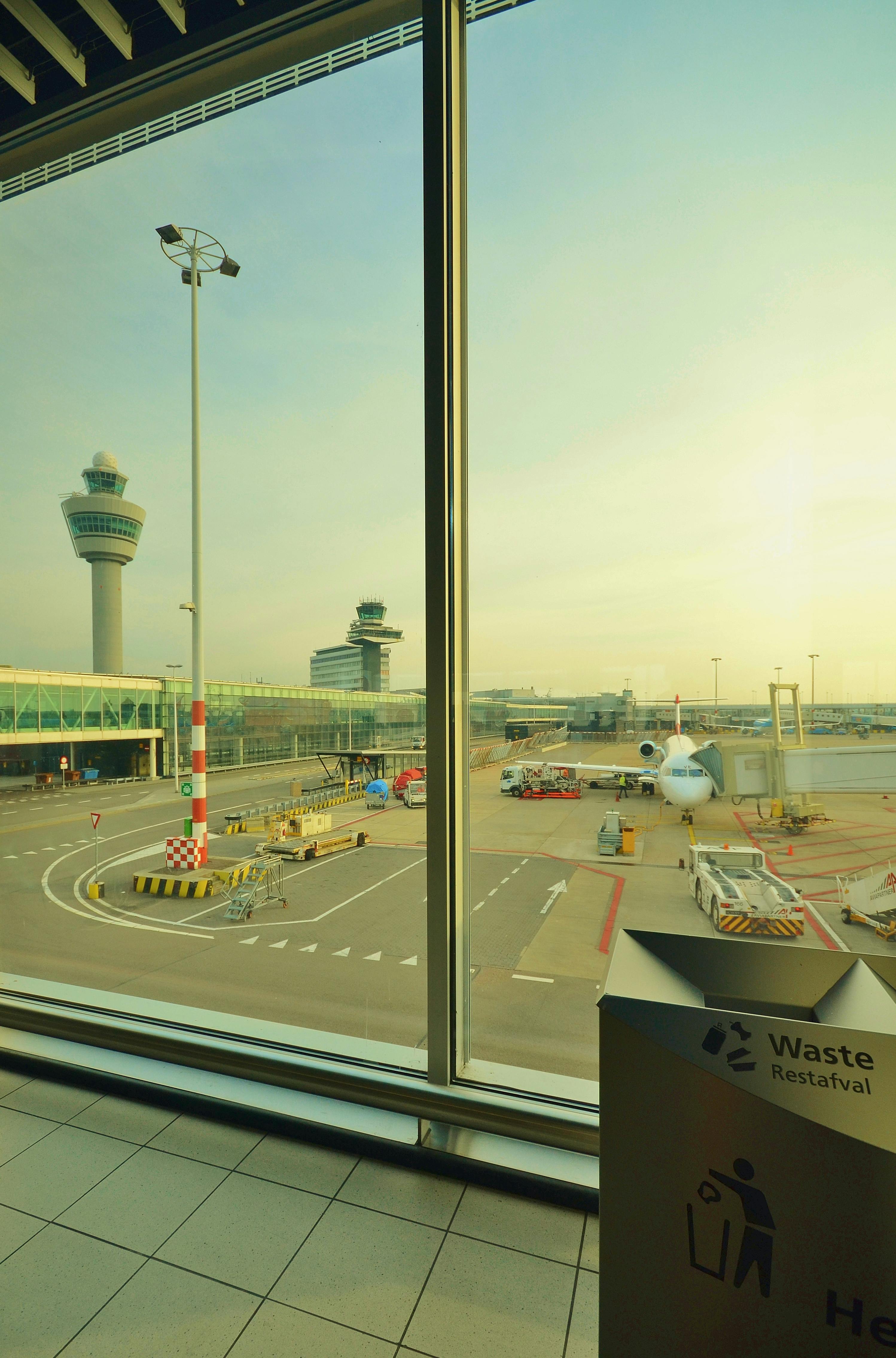 Aircraft at a modern airport terminal